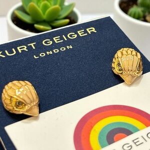 Kurt Geiger Gold and Peach Toned Bird Stud Earrings NWT